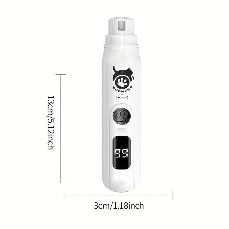 USB Rechargeable Pet Nail Grinder with Diamond Bit - Low Vibration Wireless Dog & Cat Claw Care Tool, Quiet Electric Nail File for All Breeds Small Medium Large Pets
