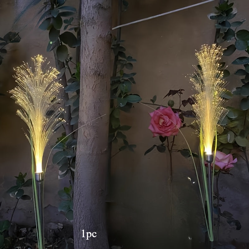 Solar Powered Golden Grass Garden Lights – Energy-Efficient Outdoor Decorative Stake Lights for Yard, Patio & Balcony, Nickel Battery, Semi Flush Mount, Available in 1pc or 2pcs