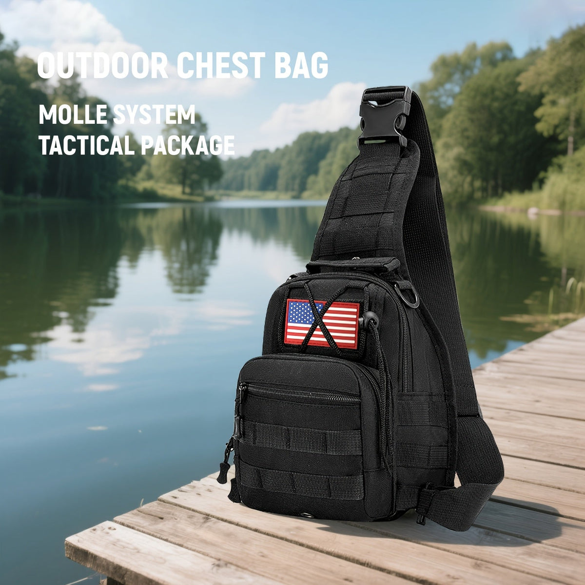 Tactical Sling Backpack – Lightweight Crossbody Daypack for Cycling, Hiking, Travel & Daily Use, Multiple Colors with Flag Patch Option
