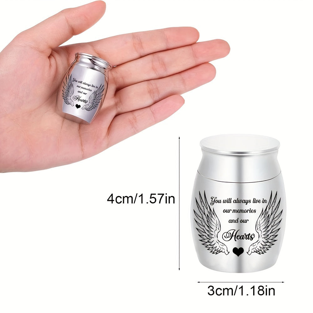 Small Keepsake Cremation Urn for Human or Pet Ashes – Mini Aluminum Alloy Funeral Urn with You Will Live in Our Memories Engraving, Memorial Ash Holder for Adults & Pets, Silver or Black