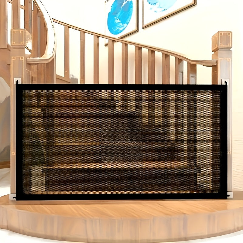 No-Drill Foldable Pet Safety Gate for Kittens and Puppies - Adjustable Portable Pet Fence Safety Net, Easy Indoor Stair Door Installation for Small Household Pets