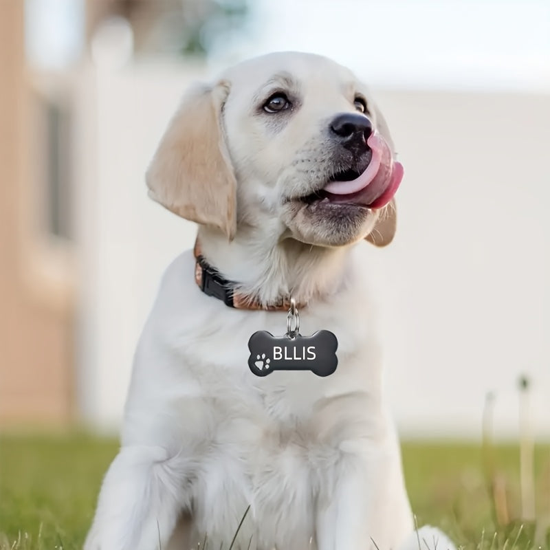 Custom Engraved Stainless Steel Dog ID Tag - Personalized Pet Name Tag Anti-Loss Single or Double Sided Engraving 6 Colors Dogs Cats Gift White Silver Gold Black Rose Gold Blue
