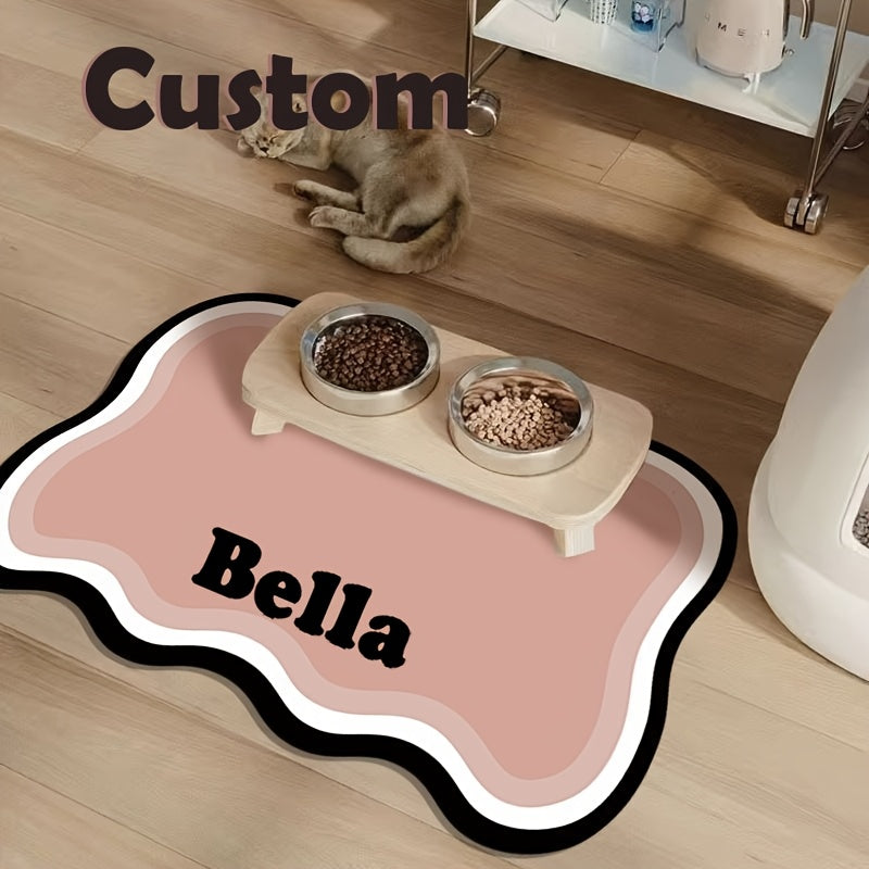 Personalized Pet Food Mat with Custom Name Non-Slip Leak-Proof Dog and Cat Feeding Mat – Stylish Waterproof Pet Bowl Mat for Dogs Cats Ideal Personalized Gift for Pet Owners