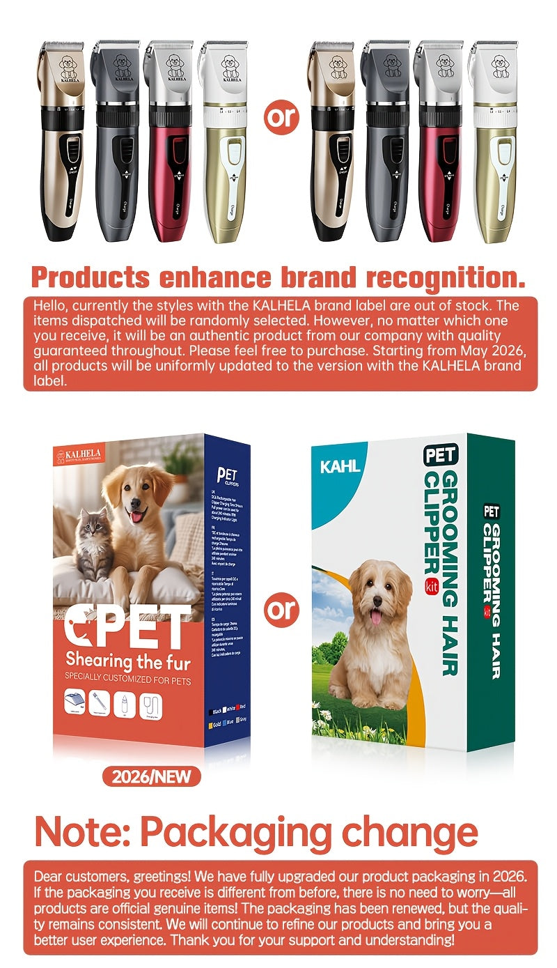 Rechargeable Cordless Pet Grooming Clippers with LED Display - Professional Wireless Dog Hair Trimmer, Detachable Blades, 4 Comb Guides, Low Noise 36V USB Charging, for Dogs Cats Small Animals