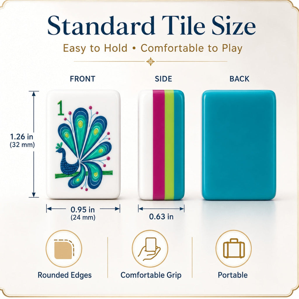 160-Tile American Mahjong Set with 4 Dice & Peacock Artwork – Colorful Layered Glossy Tiles, Tabletop Board Game for Family Game Night, Friends Party, Holiday Gift Idea for Adults