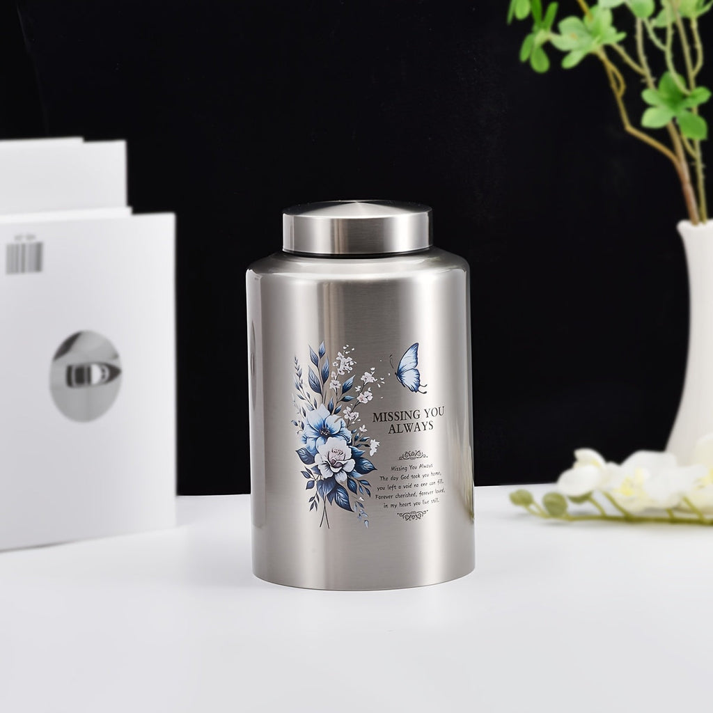 Large Cremation Urn for Human Ashes – Butterfly Decorative Funeral Burial Urn for Women & Men, Adult Full Size Memorial Keepsake Urn, Steel Color