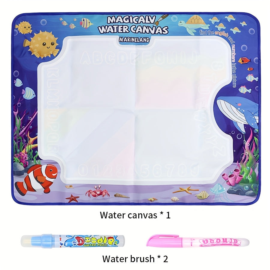 Water Drawing Doodle Mat for Kids 30x24 Inch Reusable Mess-Free Aqua Painting Canvas with Water Pens Dinosaur Ocean African Animal Theme Educational Art Toy Gift for Girls Boys Ages 3 and Up