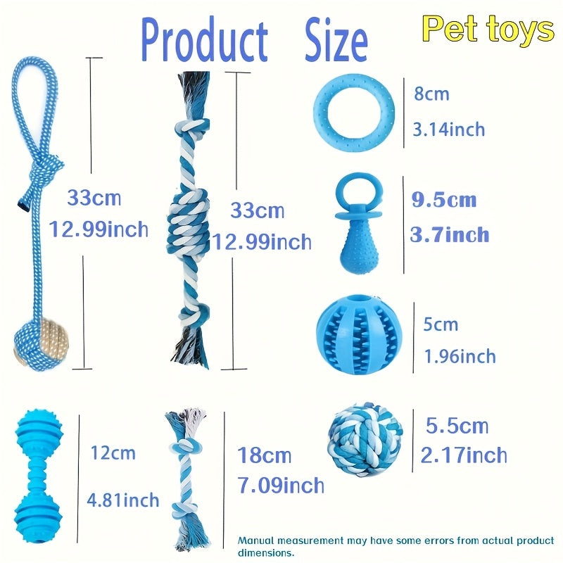 8-Piece Dog Toy Set for Small & Medium Dogs – Cute Breed Design Assorted Interactive Toys, Bright Colors, Squeaky & Chew Toys for Teething, Training & Bonding Play, Random Styles & Colors