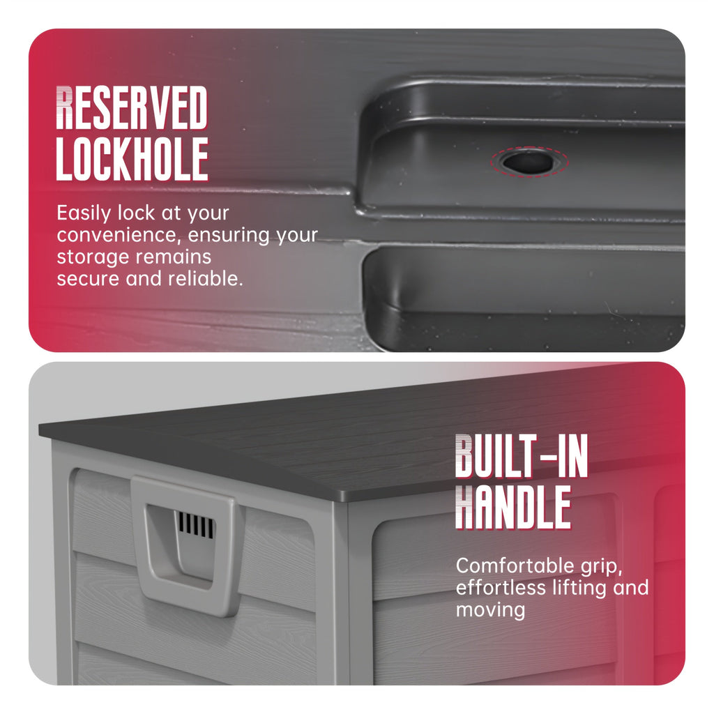 75 Gallon Resin Outdoor Storage Box with Handles Deck Box for Pool Accessories Garden Tools Camping Gear