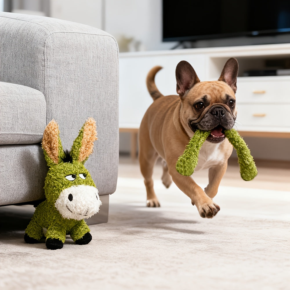 XL Tear-Resistant Plush Squeaky Toy for Dogs & Cats - Double-Layer Thickened Cartoon Plush Interactive Toy, Extra-Large Durable Squeaker for Aggressive Chewers, Fun Pet Enrichment Gift (Donkey Style)
