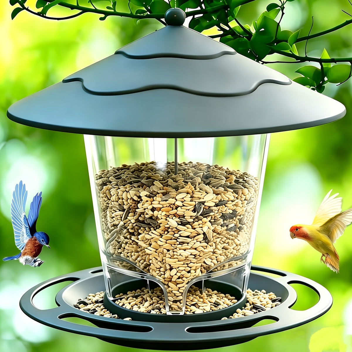 Minimalist 3D Hummingbird Feeder Outdoor Garden Hanging Automatic Nectar Feeder for Wild Birds – Modern Design Backyard Patio Wildlife Feeding Station