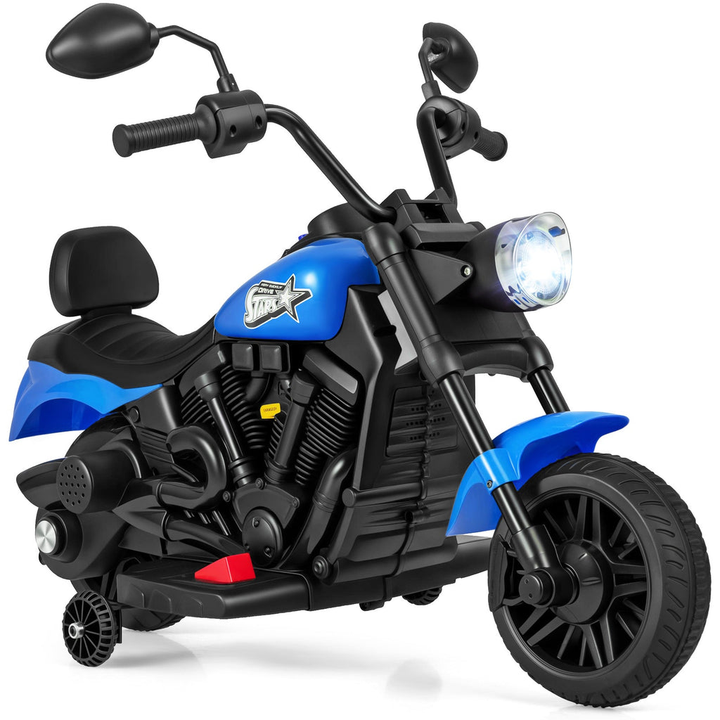 Kids Electric Motorcycle Ride-On Toy for Boys Girls Age 3+ – 25W Motor, Detachable Training Wheels, LED Headlights, Music, One-Button Start, Battery Powered Motorbike for Toddlers & Young Kids