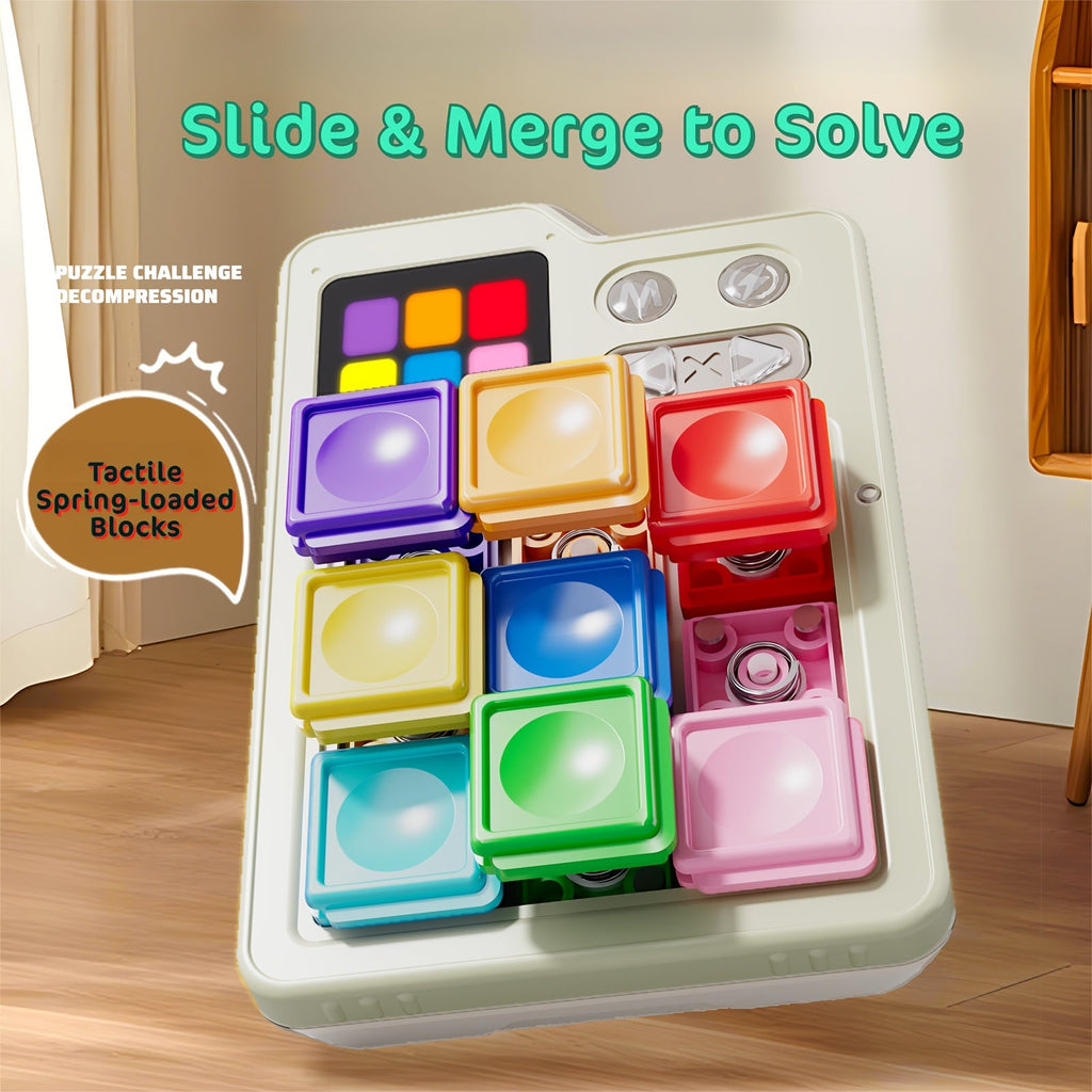 Electronic Klotski Brain Teaser Game Console Huarong Dao Puzzle Toy with Sound Effects Induction Gameboard Progressive Difficulty STEM Educational Toy Kids Adults Gift