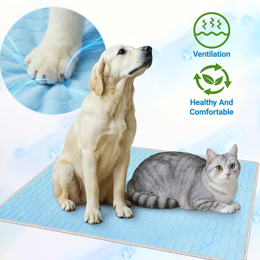 2026 Upgraded Summer Pet Cooling Mat - Ice-Cool Sweat Absorbent Sleeping Pad for Cats & Dogs, Keeps Pets Cool All Summer, 3 Sizes M/L/XL for Small Medium & Large Pets (Blue)