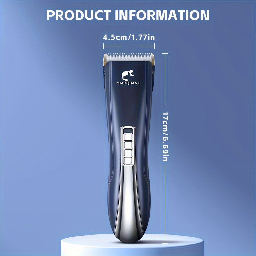Professional Pet Grooming Clipper USB Rechargeable Cordless Low-Noise Electric Dog Cat Hair Trimmer for All Breeds Home Salon Use Black Blue