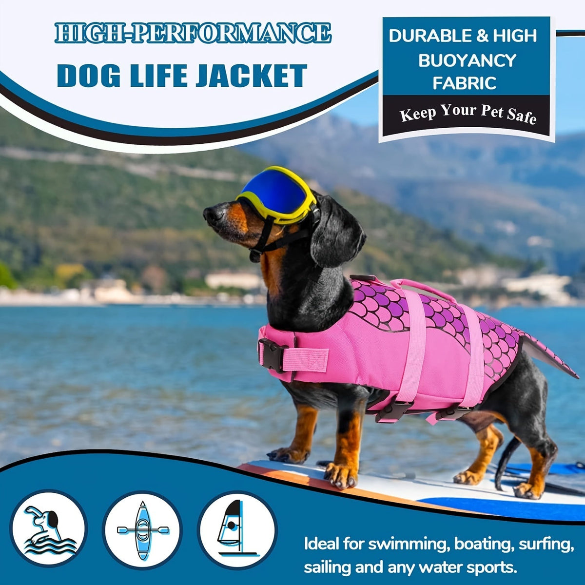 Dog Life Jacket Shark Mermaid Swimsuit – Pet Swimming Clothes Summer Swimwear for Small Medium Large Dogs, Buoyancy Safety Swim Vest XS S M L XL, Fun Beach Pool Costume
