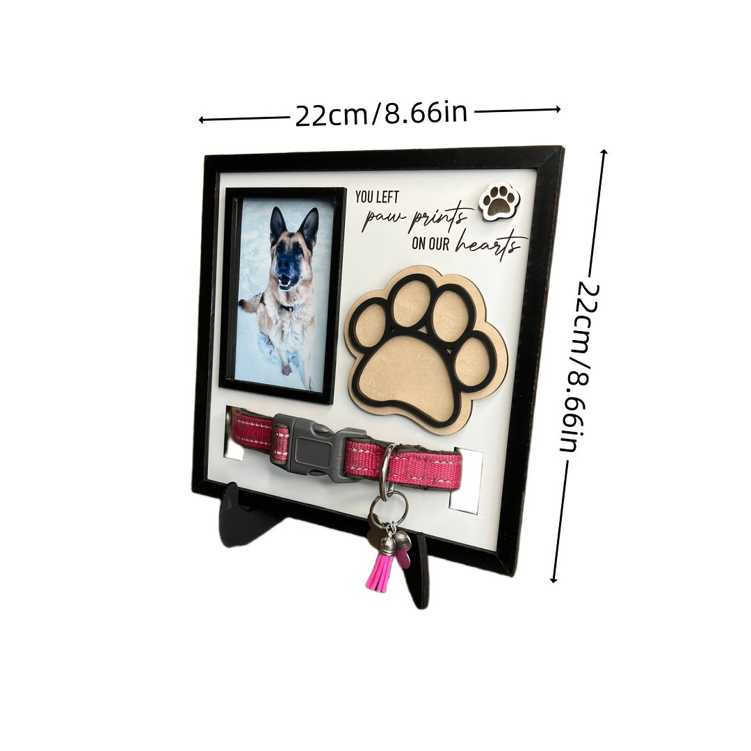 Wooden 3D Dog Paw Commemorative Sign - Pet Memorial Collar Decoration Plaque, Dog Remembrance Keepsake Wall Decor, Sympathy Gift for Dog Loss, Home Memorial Sign for Beloved Dogs