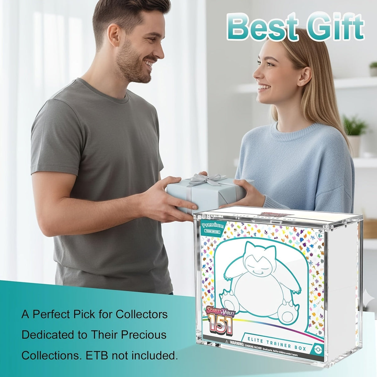 ETB Acrylic Display Case with 99% UV Block & Magnetic Lid - Clear Stackable Protector Box for Pokemon Elite Trainer Box & Booster Bundle Collectors, 6mm Thick, UV Resistant (ETB Not Included)