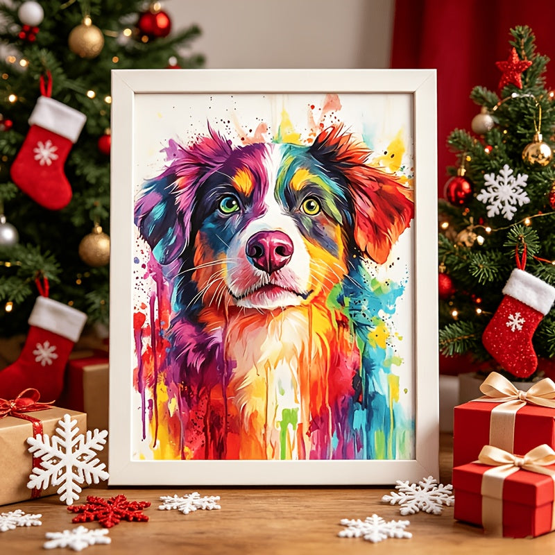 Personalized Pet Portrait Canvas Print – Custom Watercolor Ink-Wash Painting of Your Cat or Dog from Photo, Frameless Wall Art Poster for Home Decor, Christmas, Halloween & Pet Birthday Gift, 2 Sizes