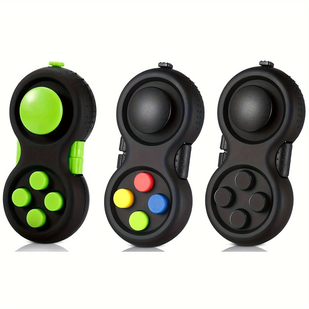 Fidget Pad Toy 3-Pack - Retro Handheld Controller with 8 Fidget Functions, Stress Relief Anxiety Toy for Kids Adults and Teens, ADHD Sensory Tool, Screen-Free Activity, Multiple Color Options