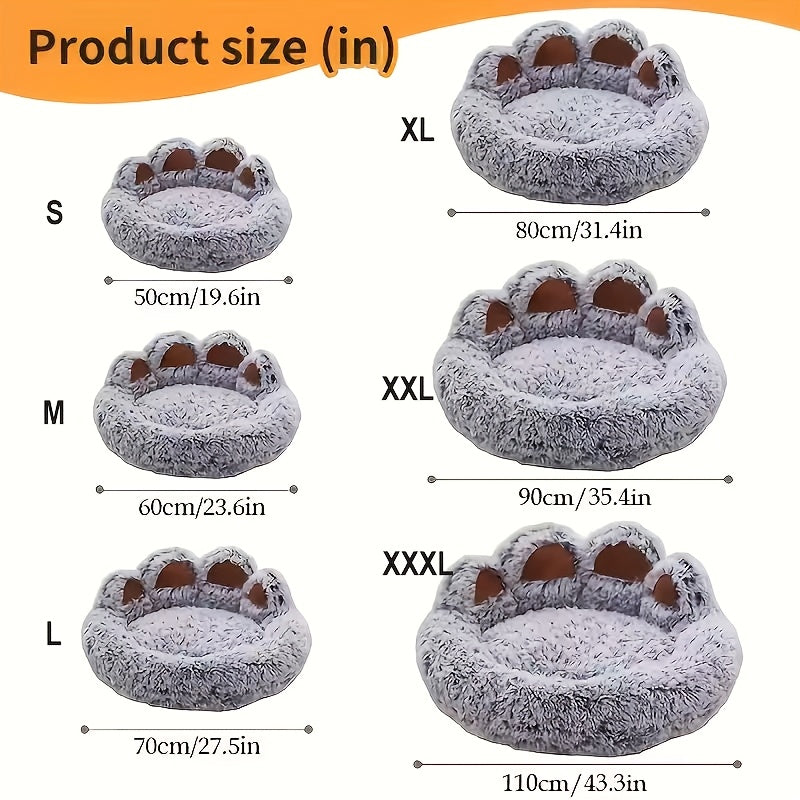 Bear Paw Plush Pet Bed for Dogs & Cats Soft Warm Cartoon Snuggle Bed Padded Sofa Cushion 6 Colors Gray Pink Coffee M L XL XXL XXXL Winter Cozy Dog Bed Cat Bed