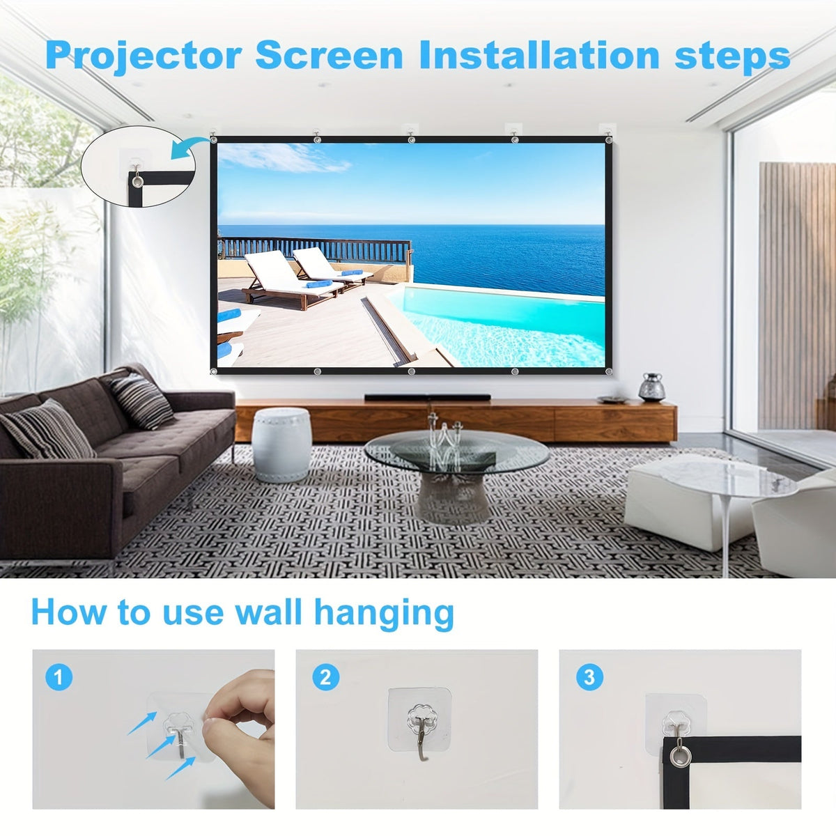 100-Inch Portable Projector Screen 4K HD 16:9 – Foldable Wrinkle-Free Outdoor & Indoor Movie Screen, 160° Wide View Dual-Sided Projection for Home Theater, Camping, Party & Presentations