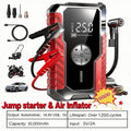 Portable Car Jump Starter 7-in-1 10000mAh 5000A Peak – 150PSI Digital Tire Inflator, LED Emergency Light & USB Charging for 12V Gas & Diesel Trucks SUVs Motorcycles – Holiday Gift for Men
