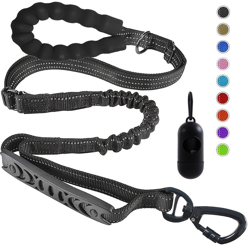 4-in-1 Elastic Dog Leash for Medium Large Dogs Adjustable Bungee Training Leash with Foam Grip Handle Anti-Choke Shock Absorbing – Multifunctional Dog Walking Leash for Hands-Free Jogging and Training