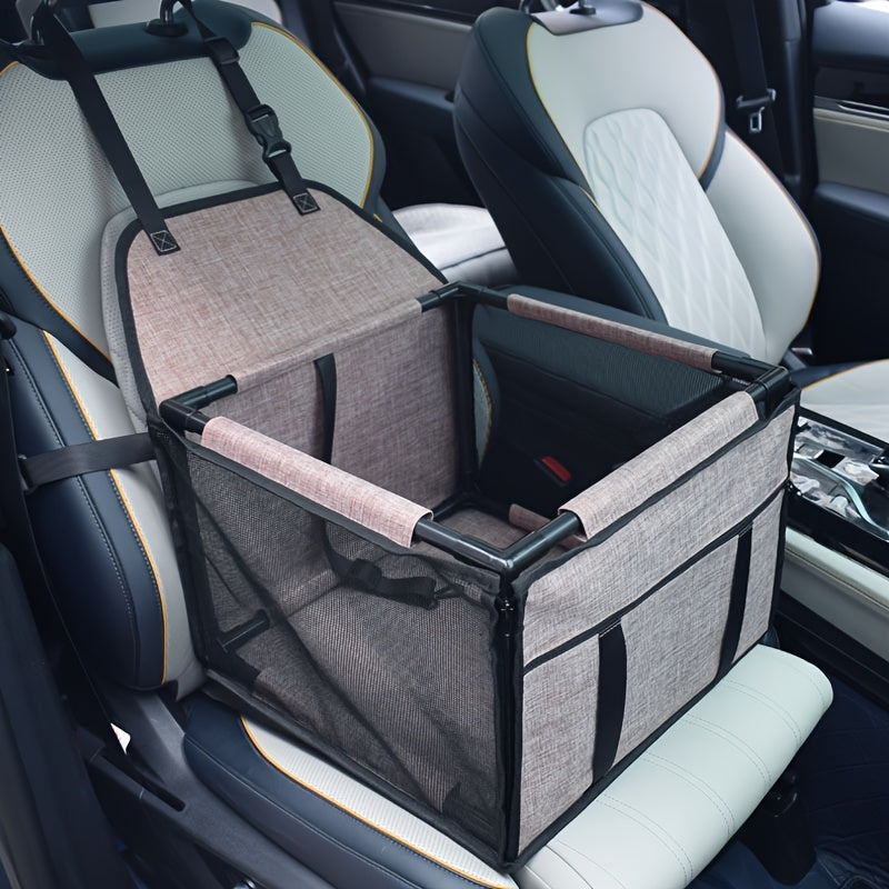 Dog Car Seat Safety Basket Cushion for Small & Medium Dogs - High-Quality Pet Booster Seat with Soft Cushion, Secure Car Dog Basket, 7 Colors: Brown, Gray, Grey, Crimson, Navy Blue, Blue, Stripe