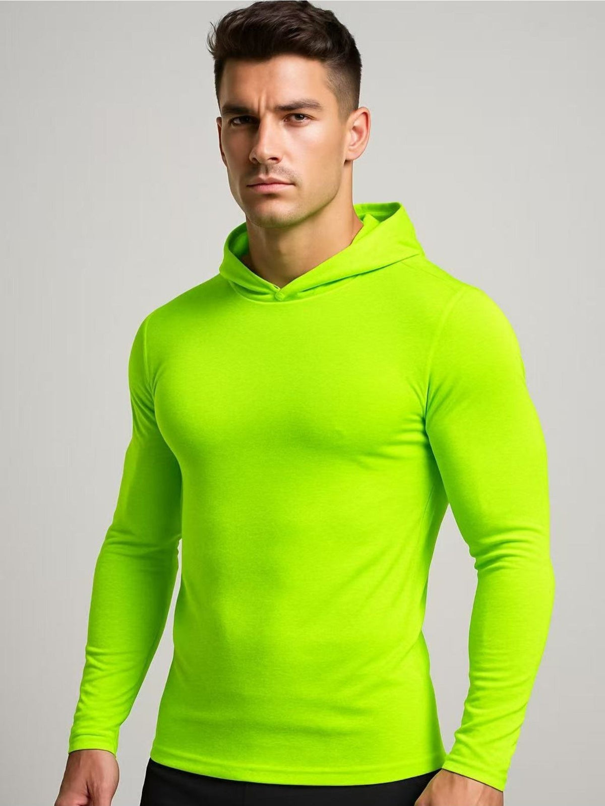 Men's Hi Vis Hooded Work Shirts 4-Pack UPF 50+ Long Sleeve Quick Dry Moisture Wicking Safety Shirts for Construction Outdoor with Neck Gaiter S-XXXL