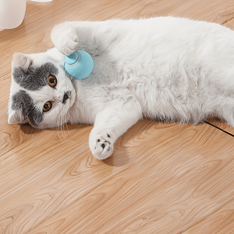 Electric Automatic Cat Ball Toy with Teaser Stick - Smart Self-Rolling Interactive Ball for Cat Boredom Relief & Self-Entertainment, Indoor Kitten Exercise Toy, Auto Rolling Cat Supplies