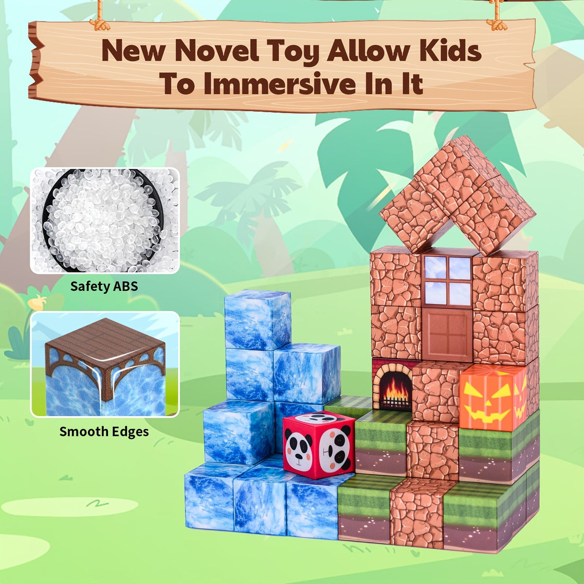 100pcs Magnetic Building Blocks Forest Treasure Exploration Theme STEM Creative Set Educational Science Toy Gift for Kids Christmas Easter Halloween