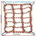 Parrot Climbing Net for Bird Cage - Colorful Cotton Rope Ladder Hammock Toy for Parrots Cockatiels Conures Budgies Small Birds & Hamsters - Chew Swing Hanging Activity Play Perch Accessory