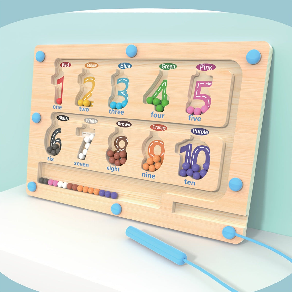 Magnetic Wooden Maze Toy for Kids Color Number Learning Fine Motor Skills Development Educational Puzzle Game Architecture Theme Birthday Halloween Christmas Gift Ages 3+