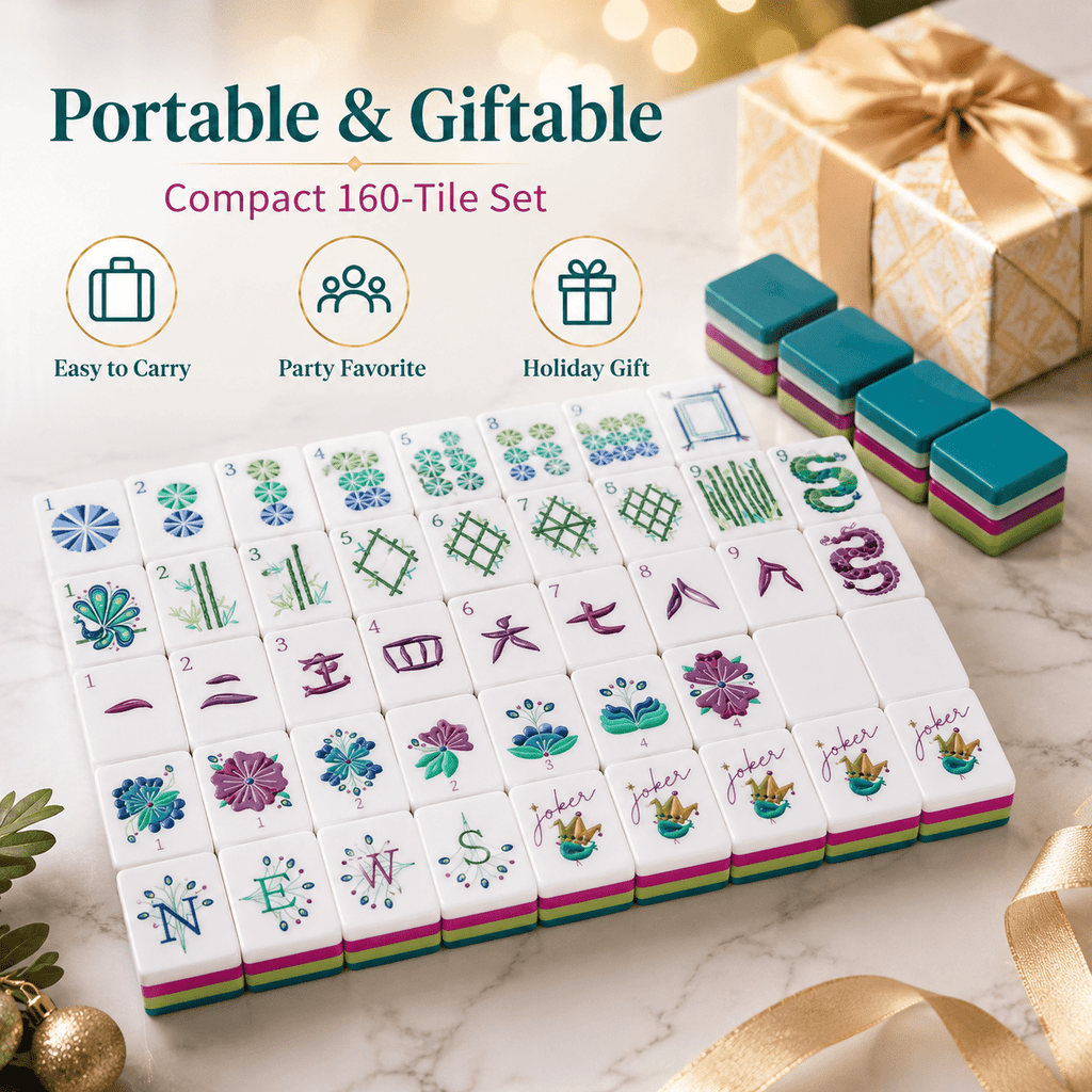160-Tile American Mahjong Set with 4 Dice & Peacock Artwork – Colorful Layered Glossy Tiles, Tabletop Board Game for Family Game Night, Friends Party, Holiday Gift Idea for Adults