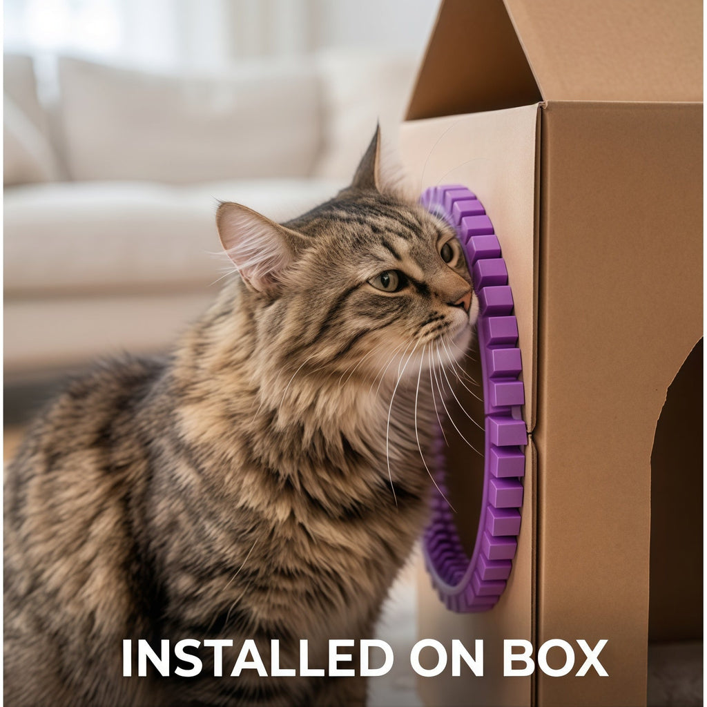 Cat Self Groomer Arch - Self-Grooming Massage Brush for Indoor Cats & Kittens, Attaches to Cardboard Boxes & Cat Tunnels, DIY Cat Furniture Accessory, Interactive Enrichment Toy, Stimulates Natural Rubbing Behavior