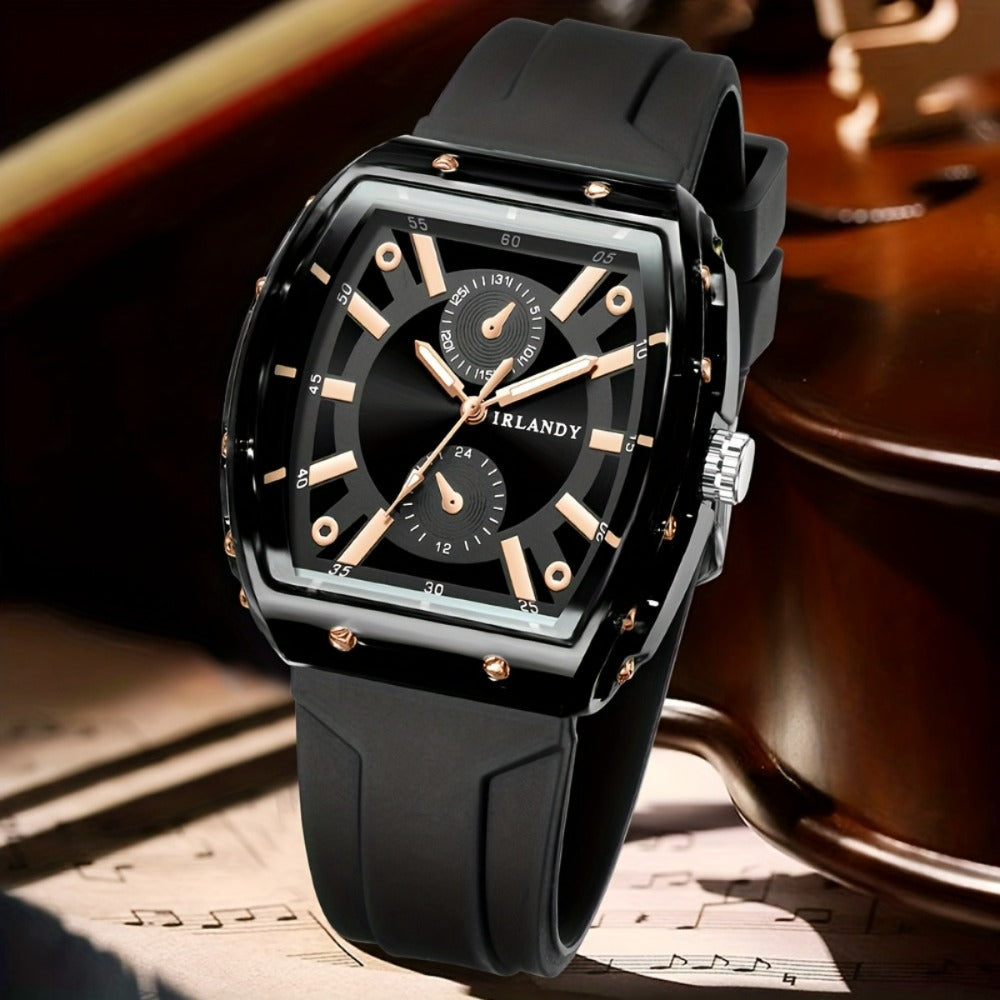 Men's Minimalist Quartz Watch with Silicone Strap - Round Dial Alloy Case Fashion Casual Sports Business Wristwatch for Men, 5 Colors White Black Green Blue Brown