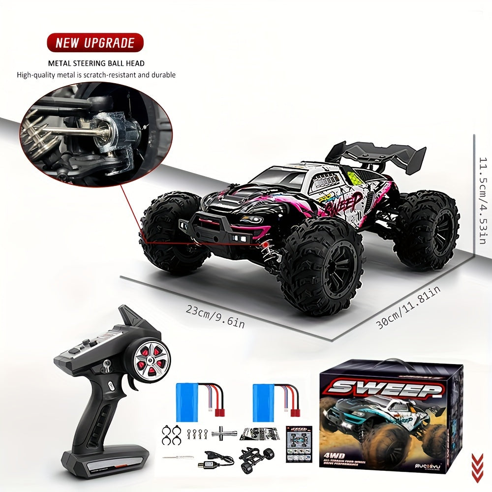 16101Pro RC Car 1/16 Scale 4WD Brushless Motor 70KM/H Off-Road Drift Racing Truck with 2.4GHz Remote Control, 4x4 All-Terrain Racing Vehicle – High Speed RC Truck with 2 Batteries Included