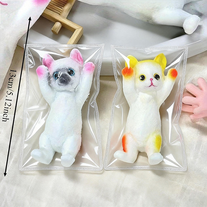Kawaii Hand-Raising Kitten Squishy Squeeze Toy Soft Slow Rising Sensory Stress Relief Cute Cat Desk Decoration Random Color Gift for Christmas Valentine Easter Birthday Holiday