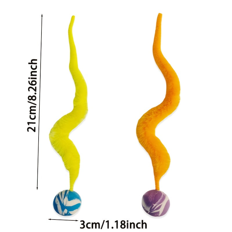 Fluffy Jumping Ball Cat Toy Set 6 Pack - Interactive Plush Bite-Resistant Caterpillar Bouncing Balls for Cats, No Batteries Required, Colorful Exercise Pet Toy for Indoor Cats and Kittens
