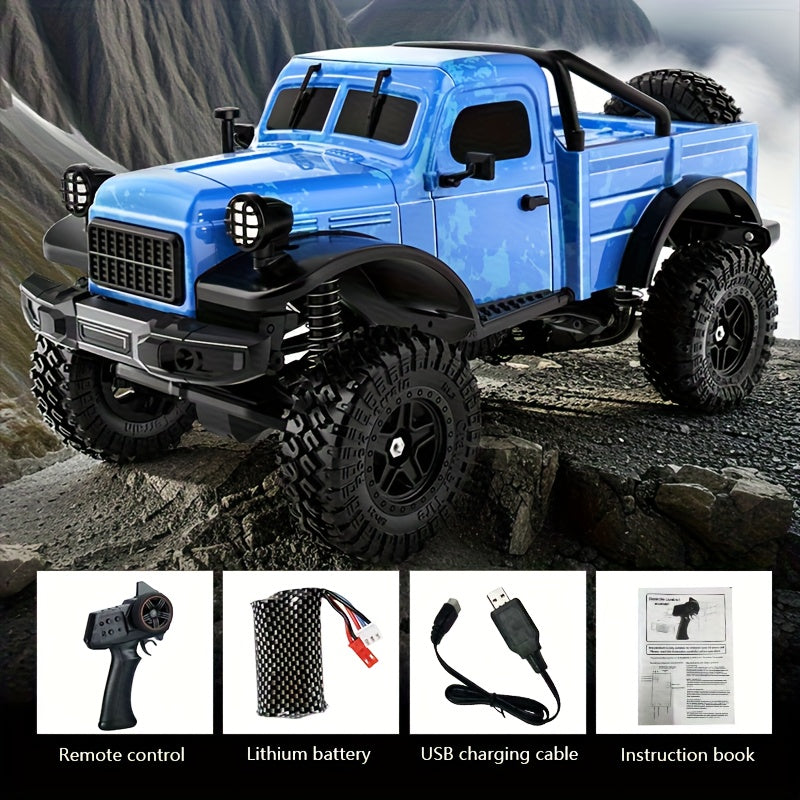 High-Torque RC Pickup Truck Crawler - Carbon Brushed Motor, Ultra-Low Center Chassis, Lightweight Vacuum Shell & Wide-Traction Axle | All-Terrain Rock Climbing RC Car for Adults & Kids | Off-Road Hobby Gift