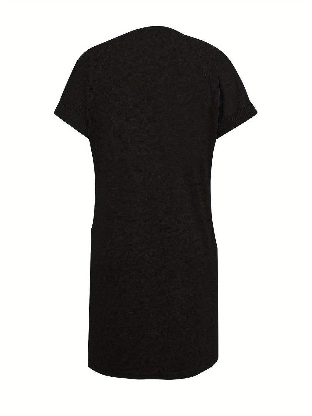 Women's Casual Loose-Fit Solid Color Short Sleeve Tunic Dress V-Neck Knit Stretch Comfortable Everyday Summer Spring Fall S M L XL XXL