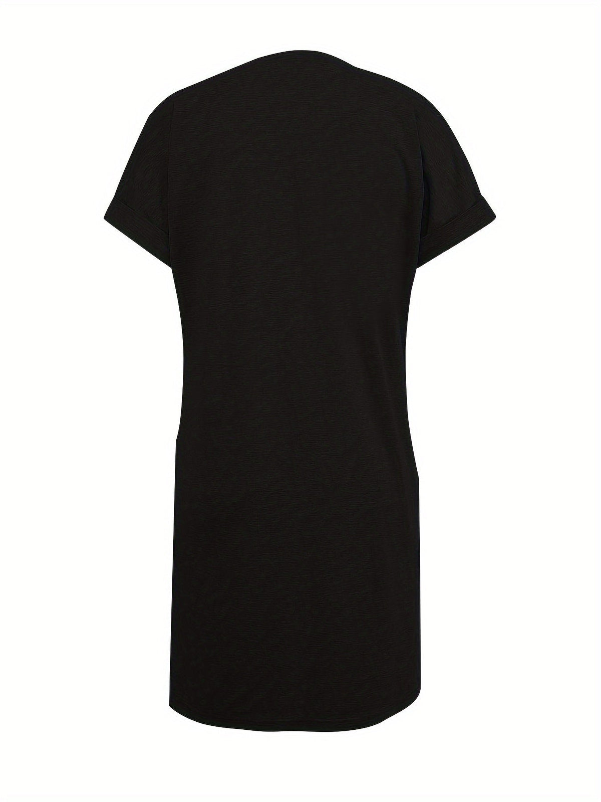 Women's Casual Loose-Fit Solid Color Short Sleeve Tunic Dress V-Neck Knit Stretch Comfortable Everyday Summer Spring Fall S M L XL XXL