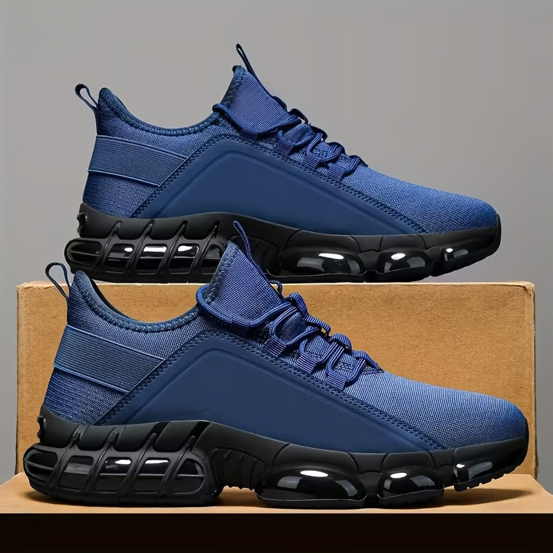 Men's Lightweight Breathable Mesh Sneakers PVC Sole Low-Top Lace-Up Casual Sports Shoes Blue Black Sizes US 6.5-12.5 Daily Wear Running Training Athletic Footwear