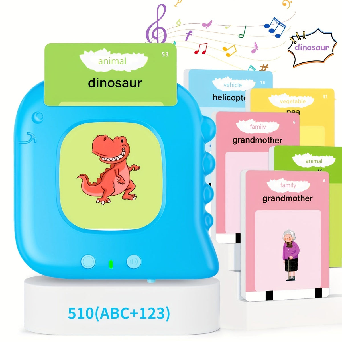 Talking Flash Cards for Toddlers Kids 224 254 510 Words Electronic Language Learning Speech Therapy Sensory Educational Toy for Preschool Boys Girls Ages 3 4 5 6 Autism Learning Gift Blue Green Pink