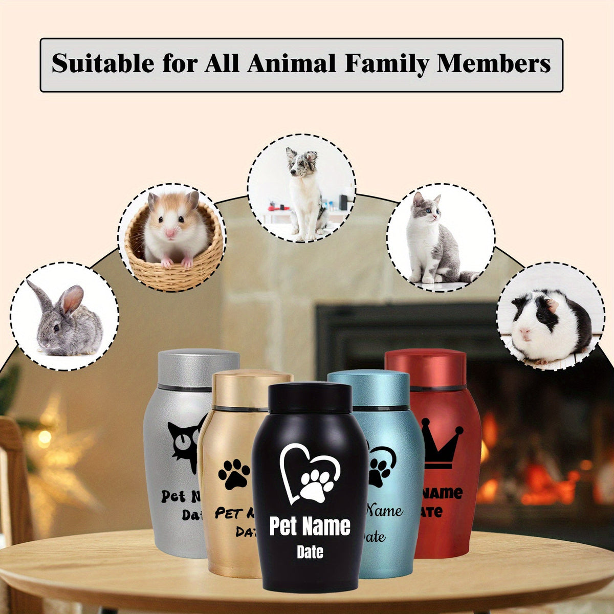 Personalized Pet Cremation Urn for Dog & Cat Ashes - Custom Name Engraved Stainless Steel Memorial Urn, 2 Sizes & 5 Colors, Lasting Tribute Keepsake Urn for Beloved Pets