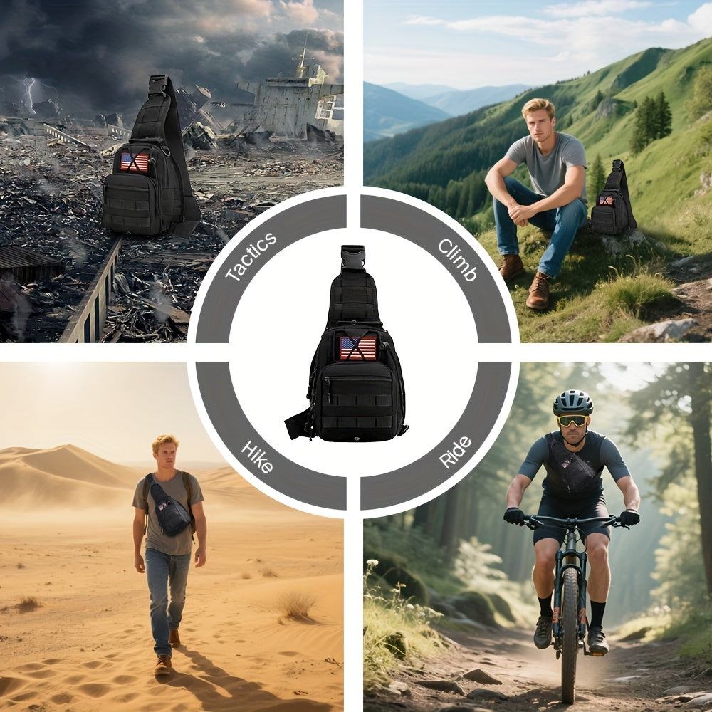 Tactical Sling Backpack – Lightweight Crossbody Daypack for Cycling, Hiking, Travel & Daily Use, Multiple Colors with Flag Patch Option