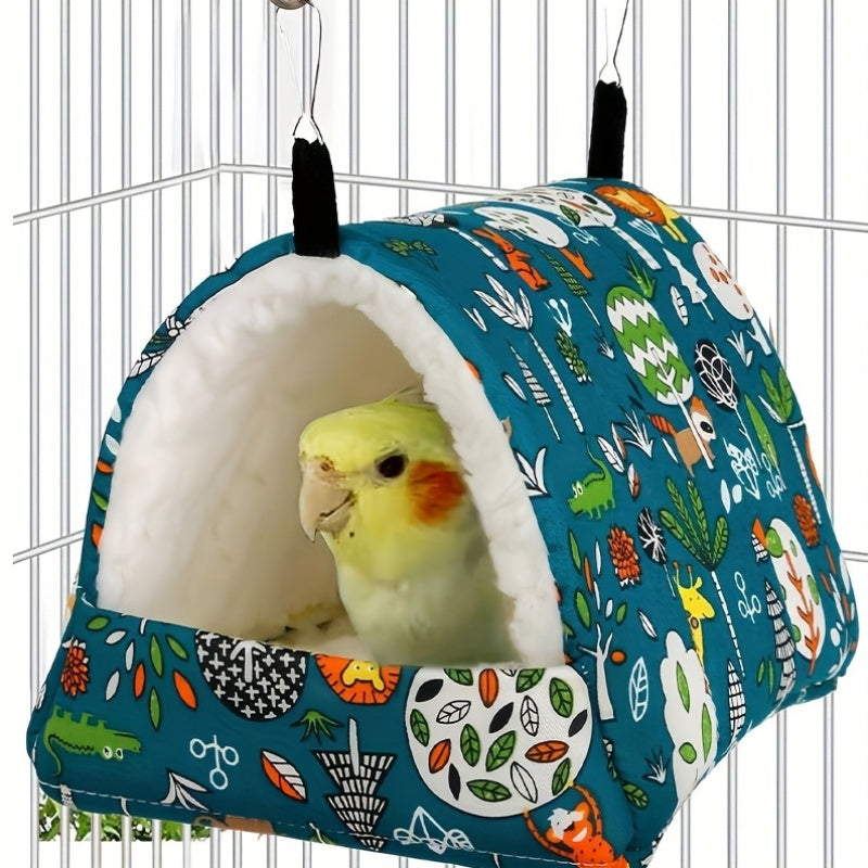 Warm Bird Nest Hammock Swing for Bird Cage - Cozy Plush Bird Bed Tower House for Parrots Parakeets Canaries Cockatiels - Hamster Breeding Nest Small Pet Sleeping House S/M/L/XL