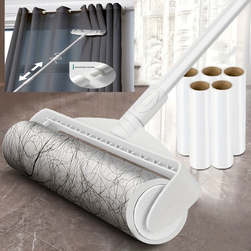 Pet Hair Removal Roller with 49" Adjustable Long Handle - Tear-Off Lint Roller for Dog & Cat Hair on Sofa, Carpet & Floors - Long Handle Pet Hair Remover with Refill Rolls