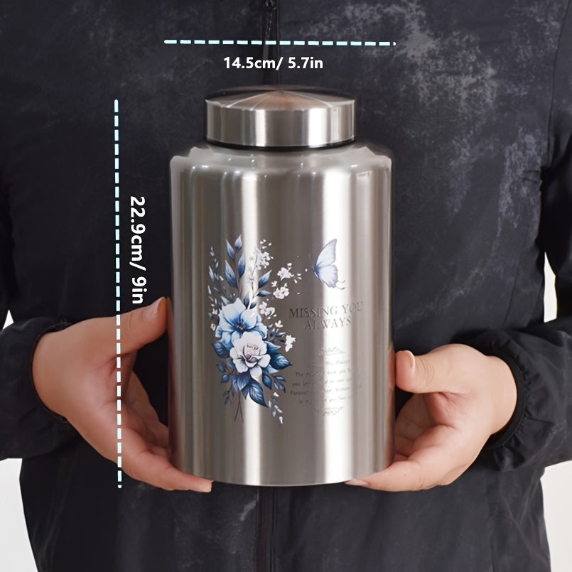 Large Cremation Urn for Human Ashes – Butterfly Decorative Funeral Burial Urn for Women & Men, Adult Full Size Memorial Keepsake Urn, Steel Color